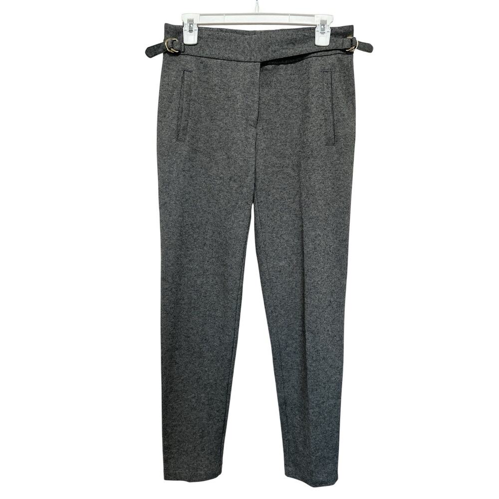 J. McClauglin Grey Wool trousers with adjustable side buckles, Size 4 Pants